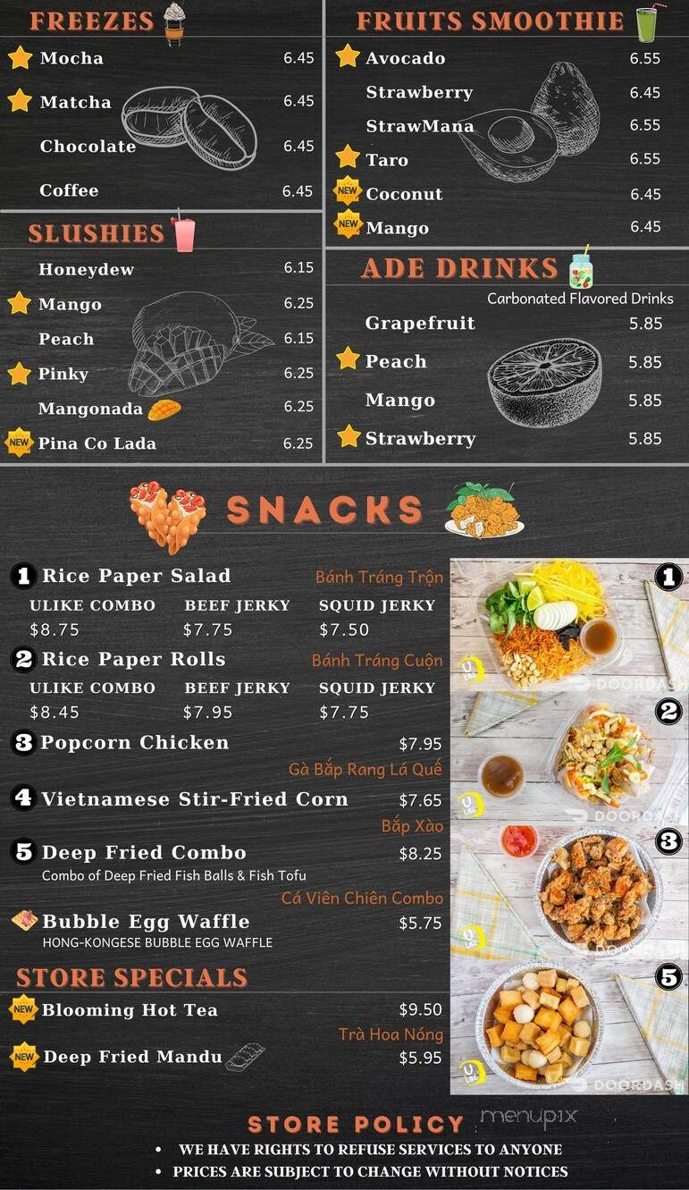 Ulike Tea - McAllen, TX menu_pic