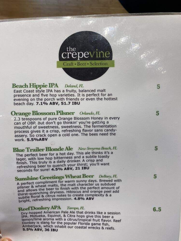The Crepevine - Ormond Beach, FL menu_pic