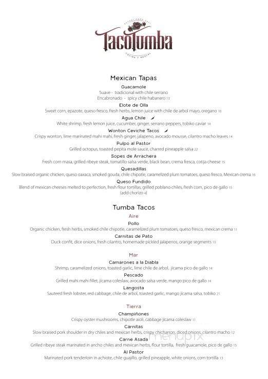 Taco Tumba - Astoria, NY menu_pic