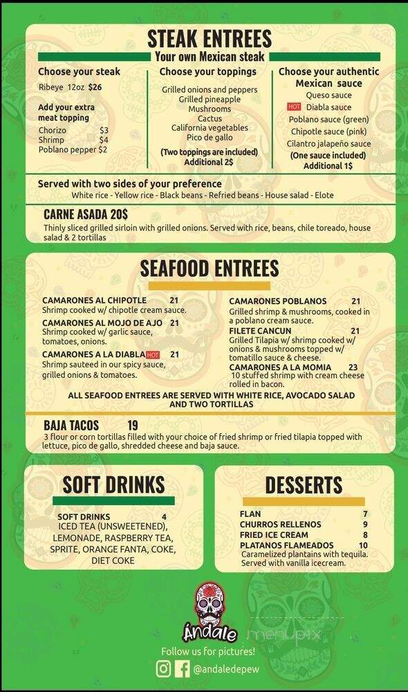 Andale - Depew, NY menu_pic