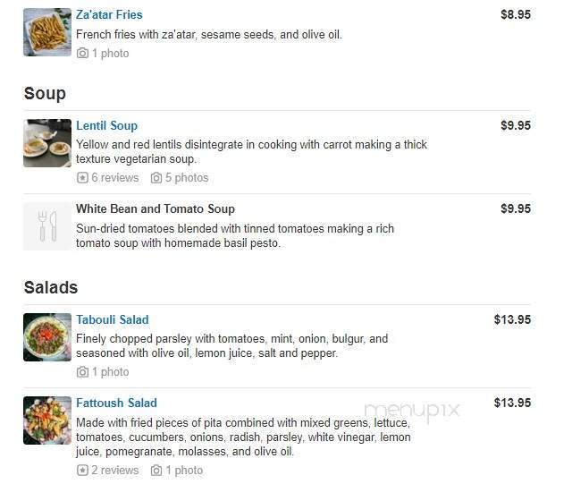 Zaytune Mediterranean Cafe - New Paltz, NY menu_pic