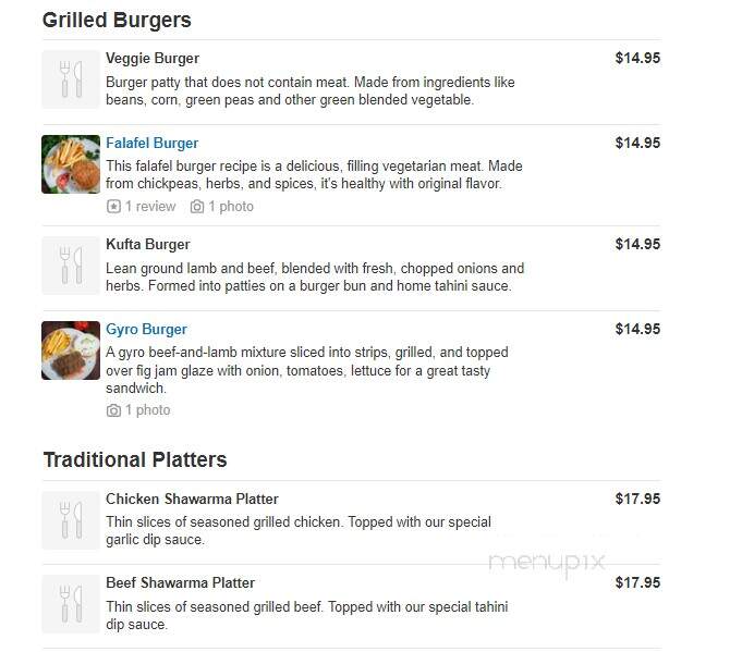 Zaytune Mediterranean Cafe - New Paltz, NY menu_pic