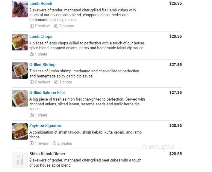 Zaytune Mediterranean Cafe - New Paltz, NY menu_pic