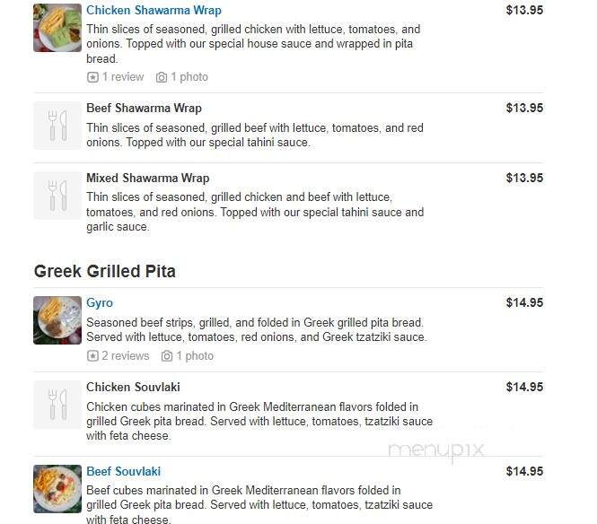 Zaytune Mediterranean Cafe - New Paltz, NY menu_pic