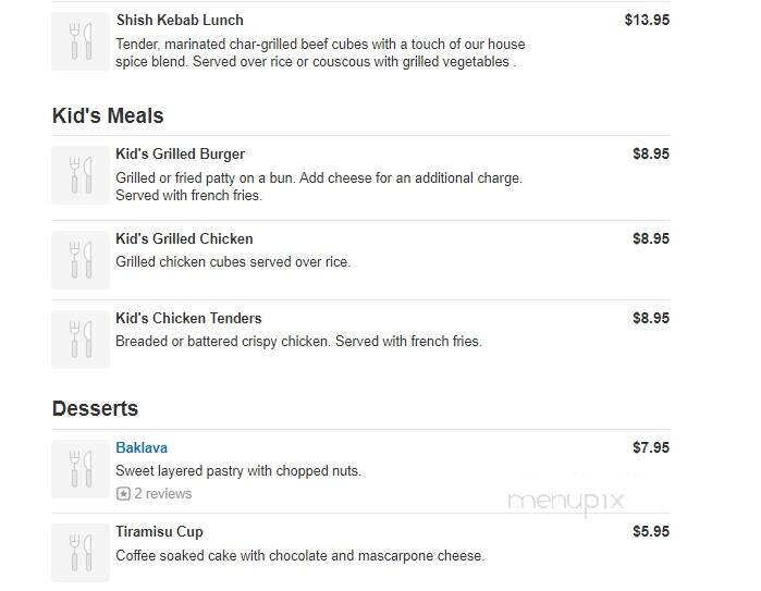 Zaytune Mediterranean Cafe - New Paltz, NY menu_pic