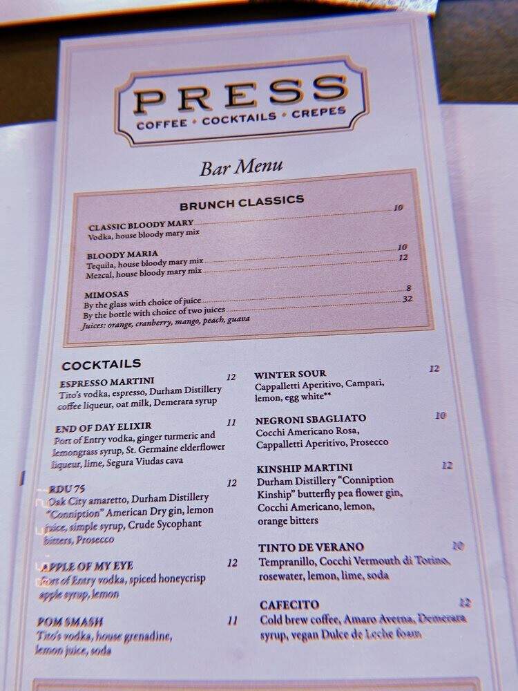 Press Coffee, Crepes & Cocktails - Durham, NC