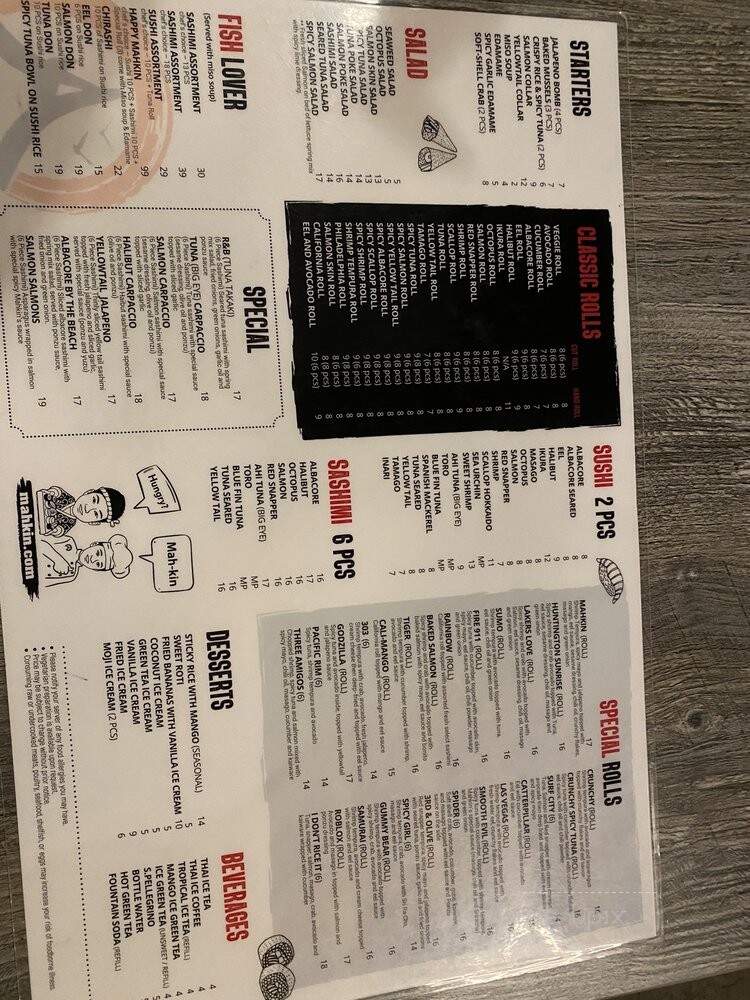 Mahkin Thai & Sushi - Huntington Beach, CA menu_pic