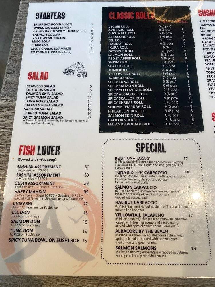 Mahkin Thai & Sushi - Huntington Beach, CA menu_pic
