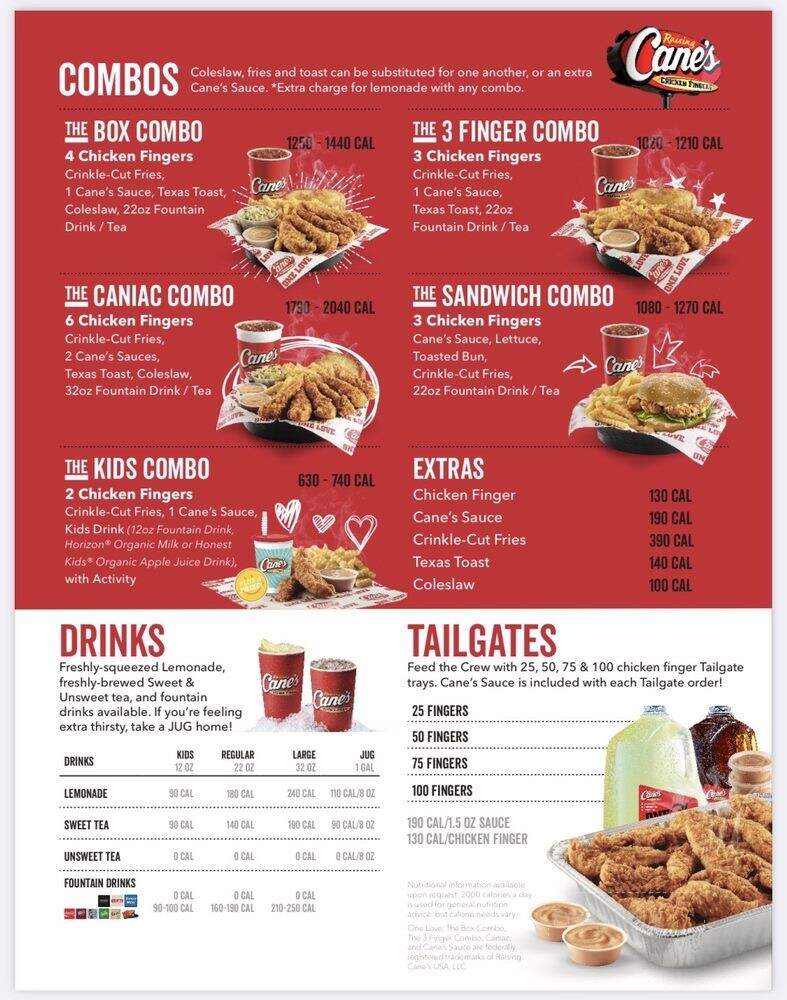 Raising Cane's Chicken Fingers - Manteca, CA menu_pic