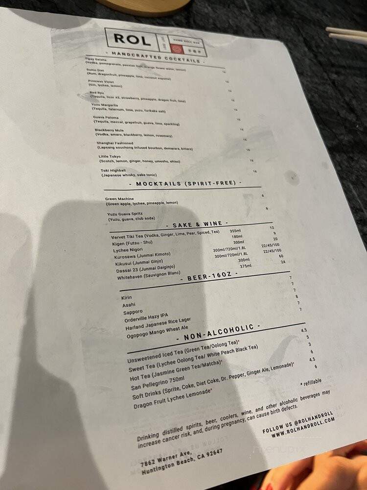 ROL Contemporary Hand Roll Bar - Huntington Beach, CA menu_pic