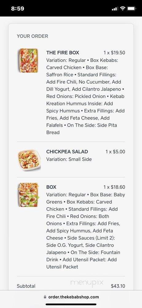 The Kebab Shop - Burbank, CA menu_pic