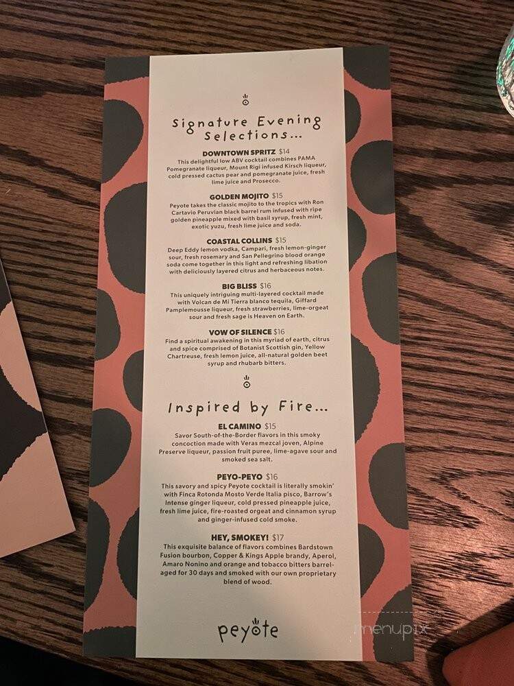 Peyote - Las Vegas, NV menu_pic