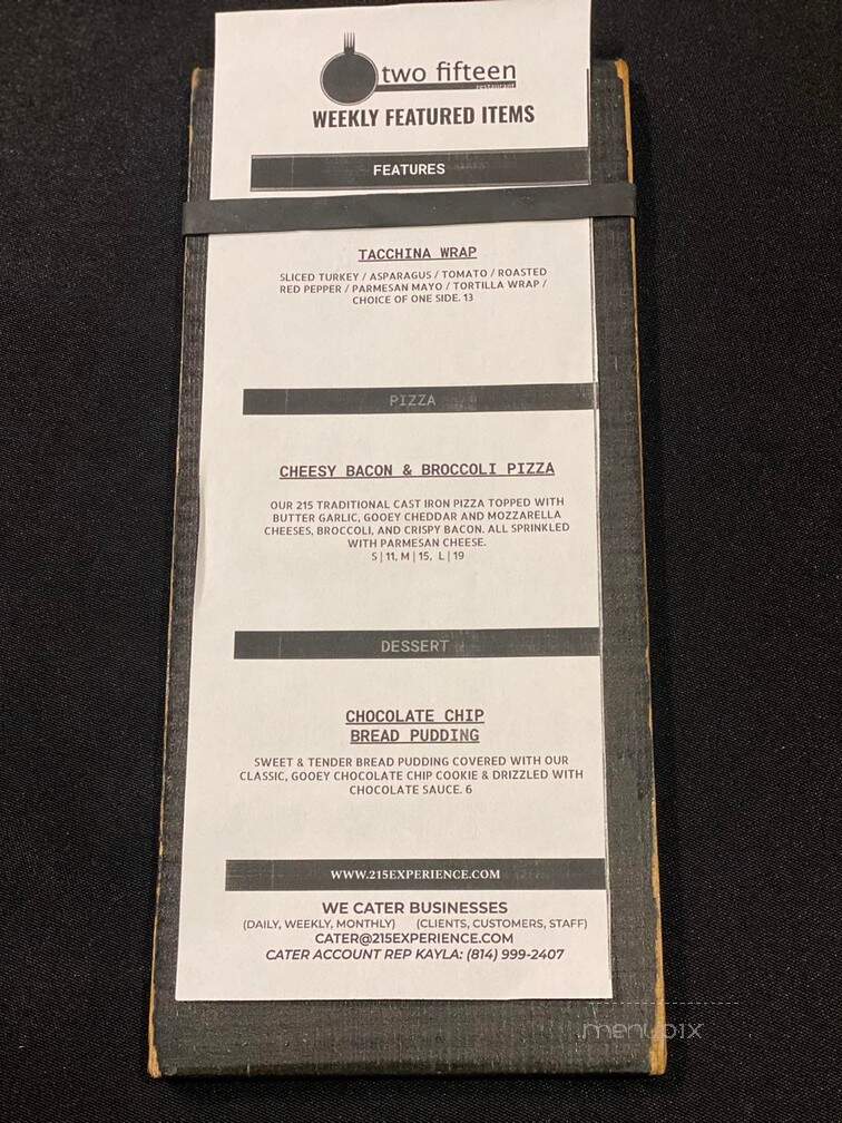 215 Chapters Coffeehouse and Kitchen - Jamestown, PA menu_pic