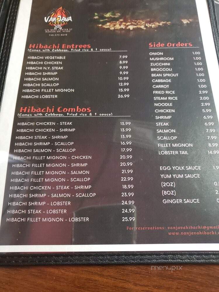 Van Java Hibachi - Marion, OH menu_pic