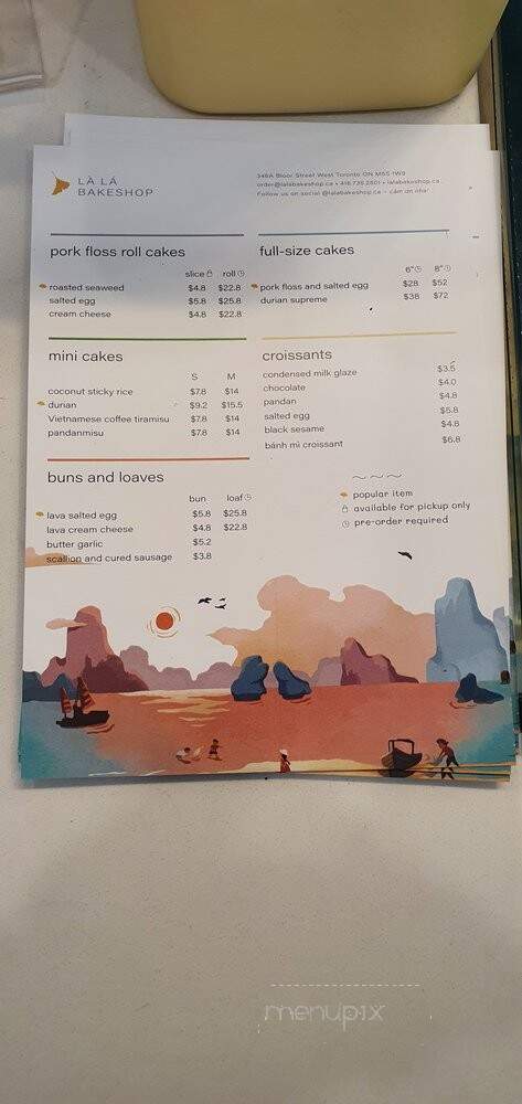 LA LA Bakeshop - Toronto, ON menu_pic