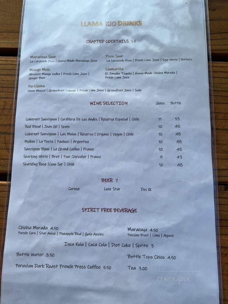 Llama Kid - Austin, TX menu_pic