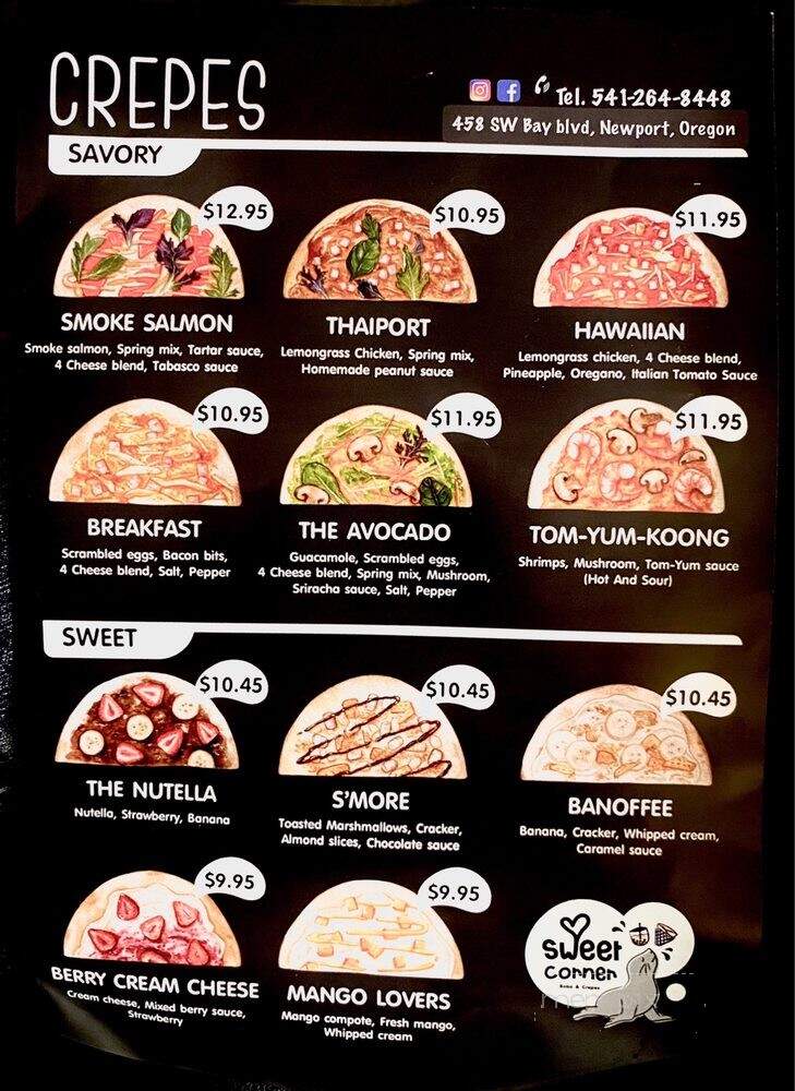 Sweet Corner - Newport, OR menu_pic