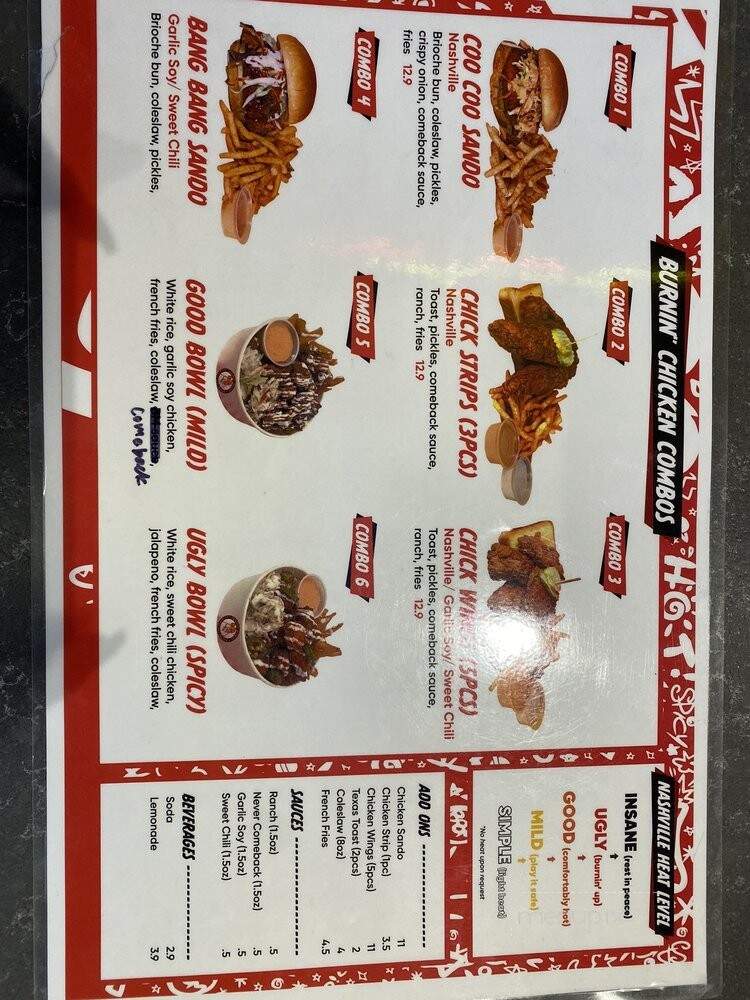 Clucks Nashville Hot - Meridian, ID menu_pic