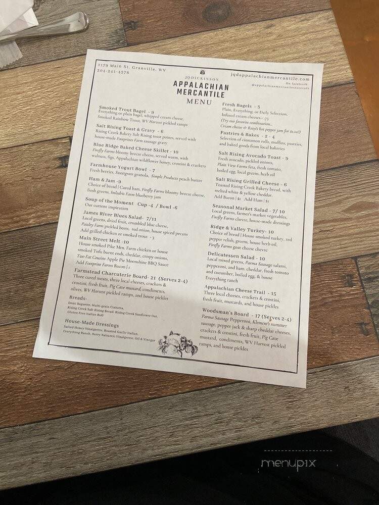 Appalachian Cafe - Granville, WV menu_pic