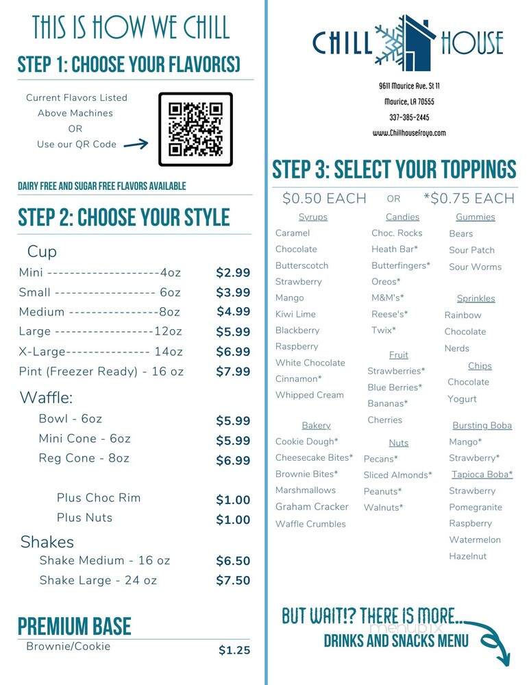 Chill-House - Maurice, LA menu_pic