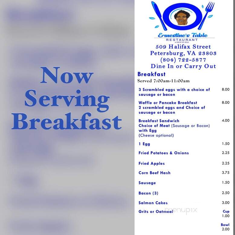 Ernestine's Table Restaurant - Petersburg, VA menu_pic