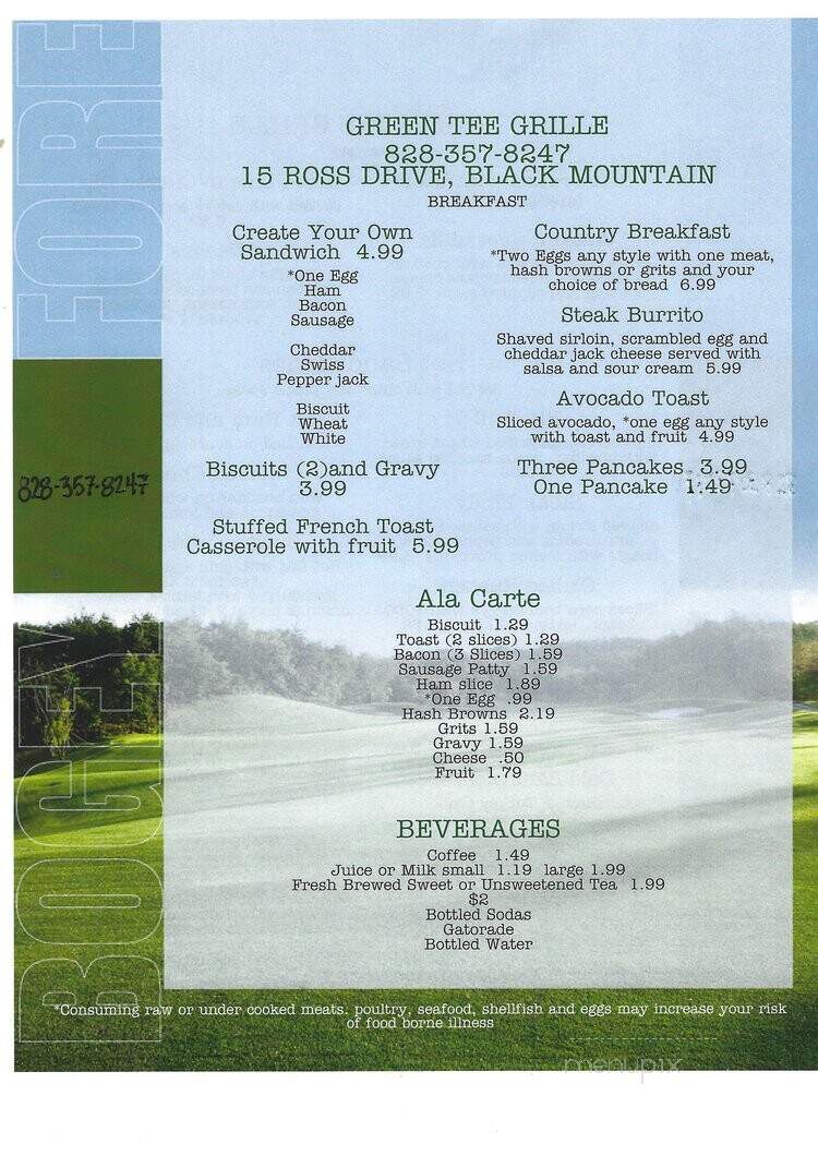 Green Tee Grille - Black Mountain, NC menu_pic