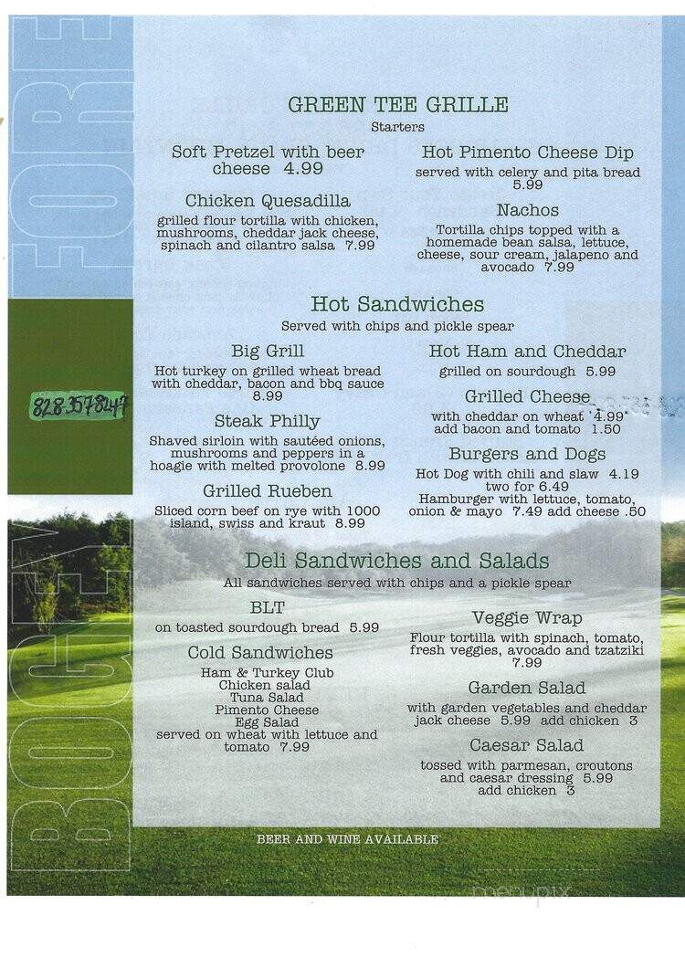 Green Tee Grille - Black Mountain, NC menu_pic