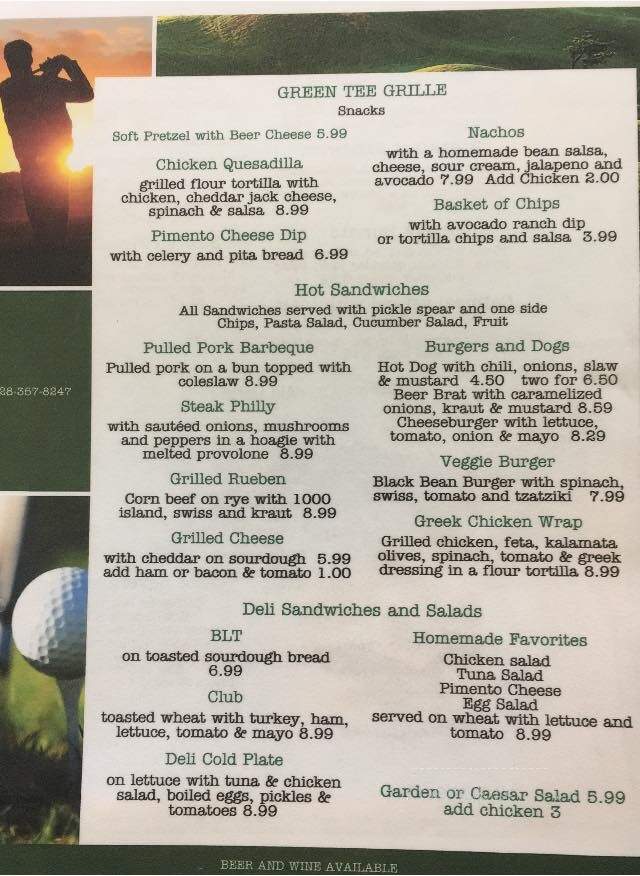 Green Tee Grille - Black Mountain, NC menu_pic