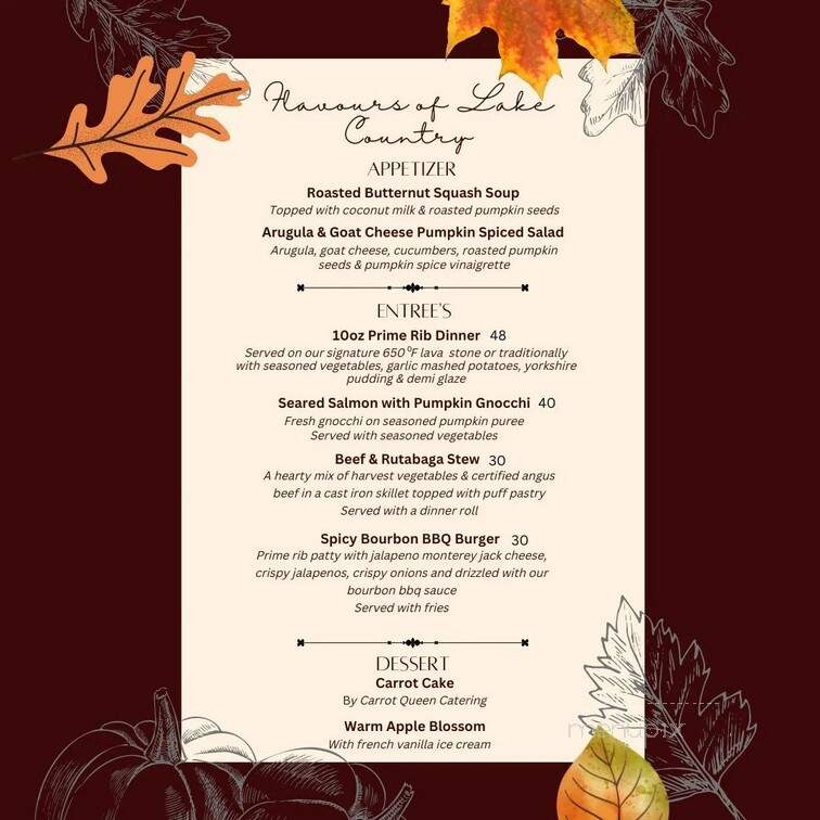 Lot 88 Steakhouse + Bar - Orillia, ON menu_pic