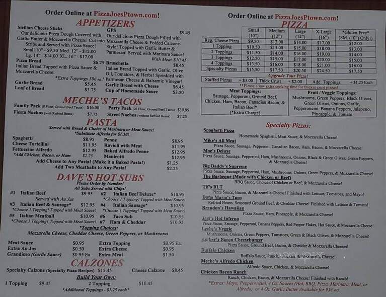Pizza Joe's - Prophetstown, IL menu_pic