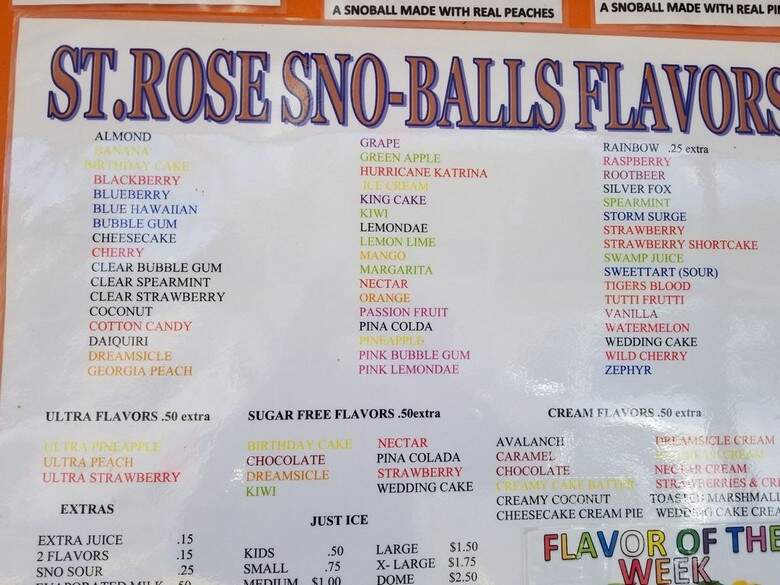 St. Rose Sno-Balls - Saint Rose, LA menu_pic