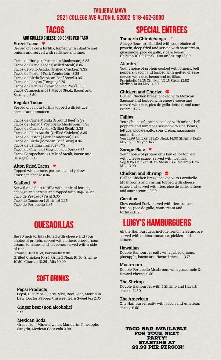Taqueria Maya - Alton, IL menu_pic