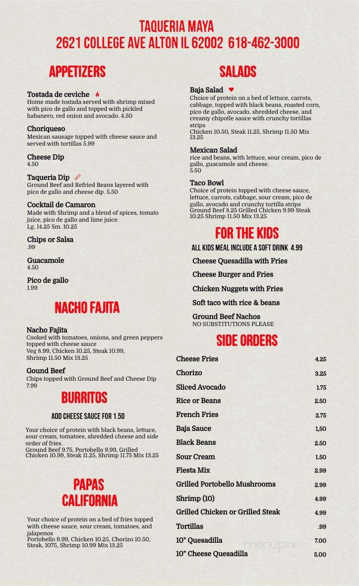 Taqueria Maya - Alton, IL menu_pic