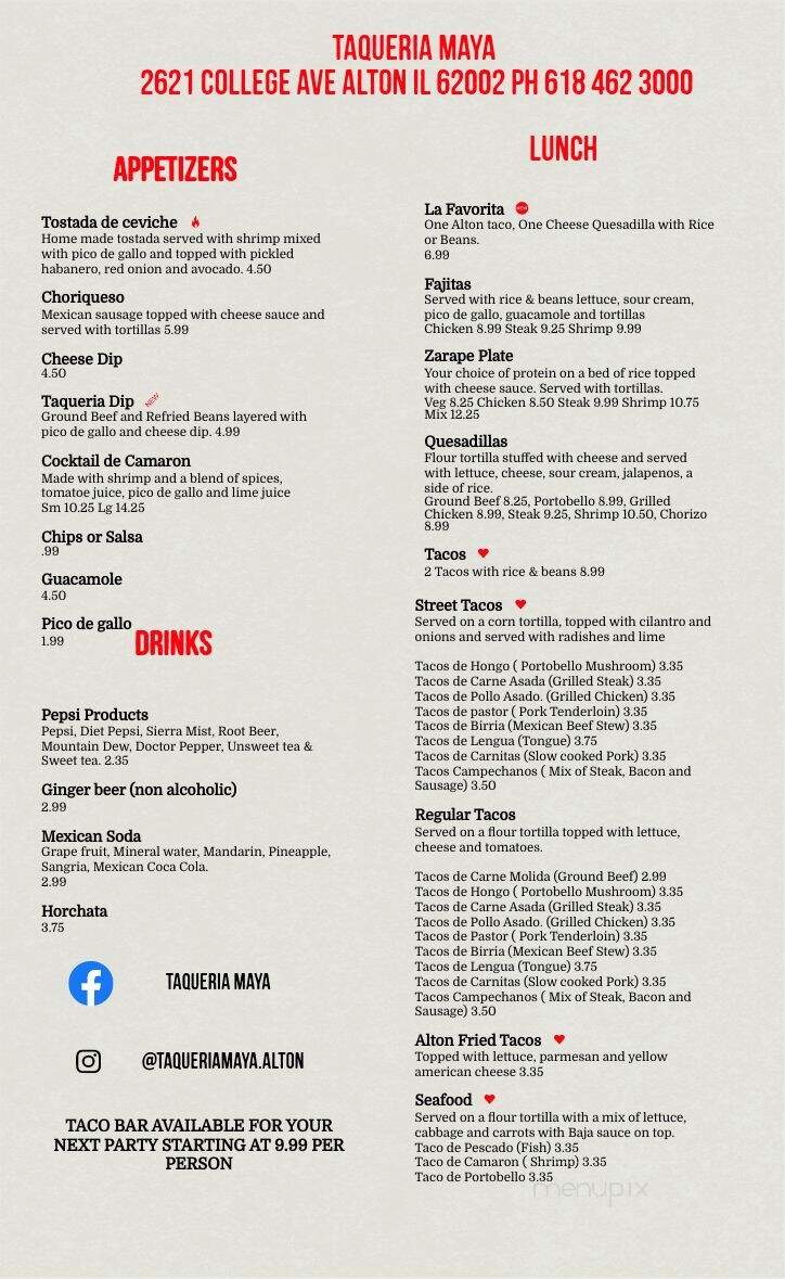 Taqueria Maya - Alton, IL menu_pic