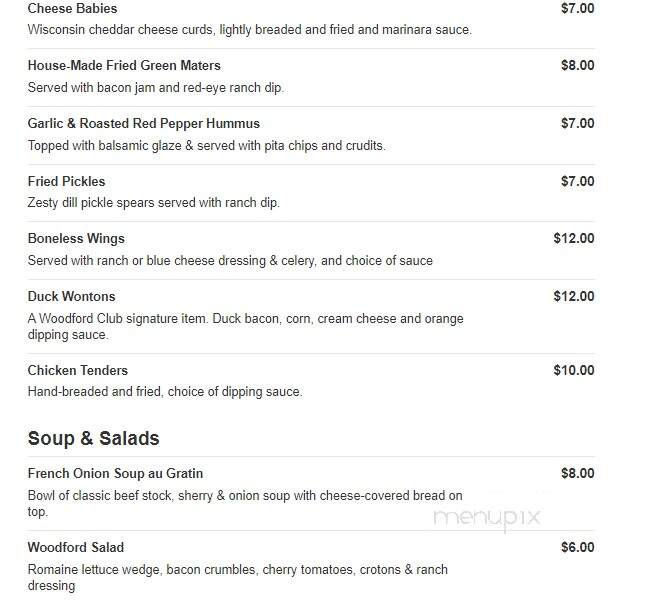 The Woodford Club - Versailles, KY menu_pic