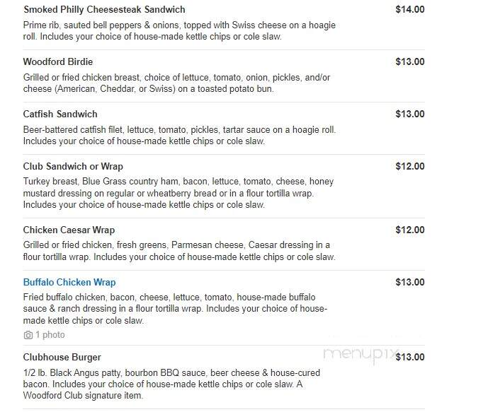 The Woodford Club - Versailles, KY menu_pic