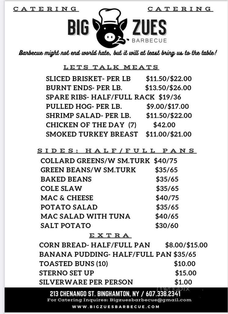 Big Zues Barbecue - Binghamton, NY menu_pic