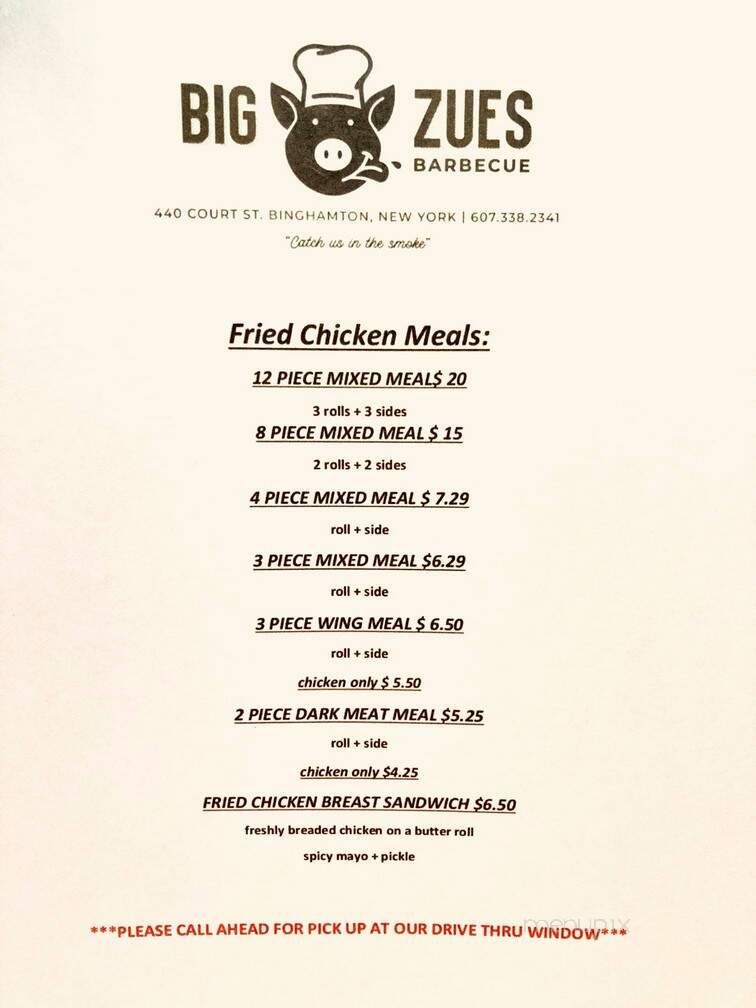 Big Zues Barbecue - Binghamton, NY menu_pic