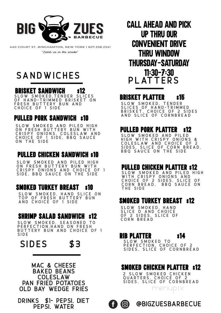 Big Zues Barbecue - Binghamton, NY menu_pic