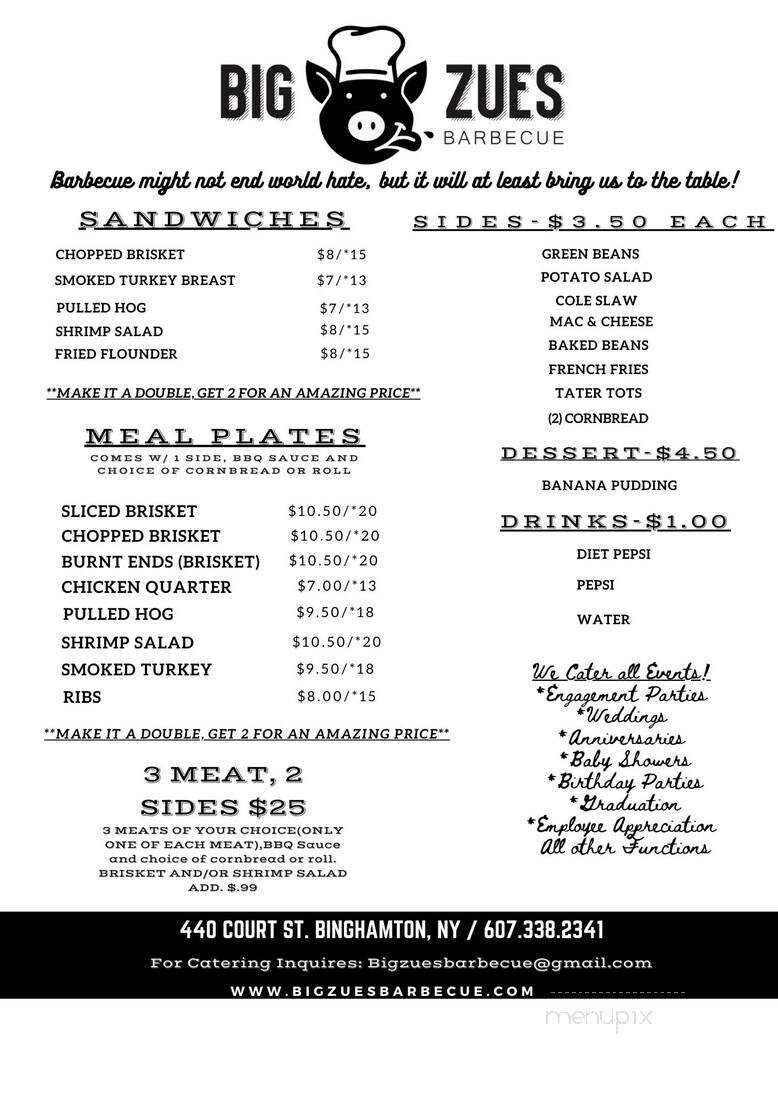 Big Zues Barbecue - Binghamton, NY menu_pic