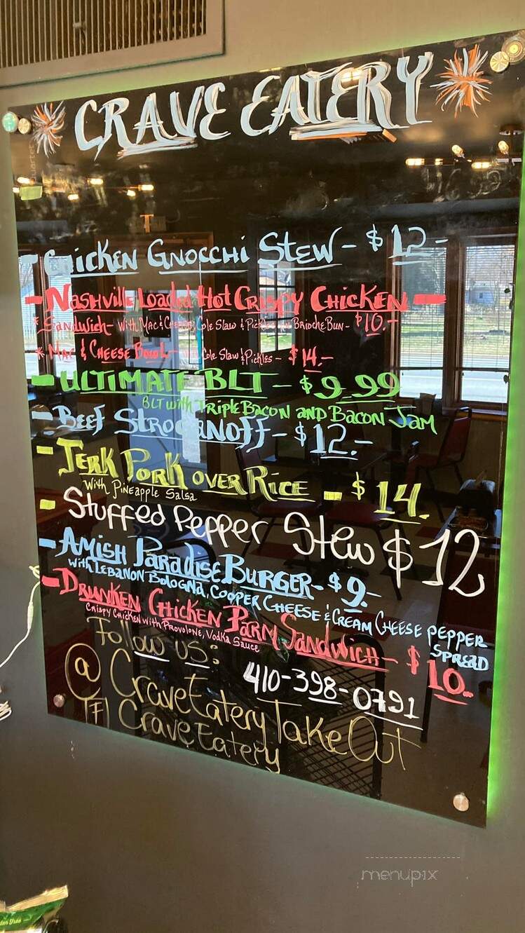 Crave Eatery Take Out - Elkton, MD menu_pic