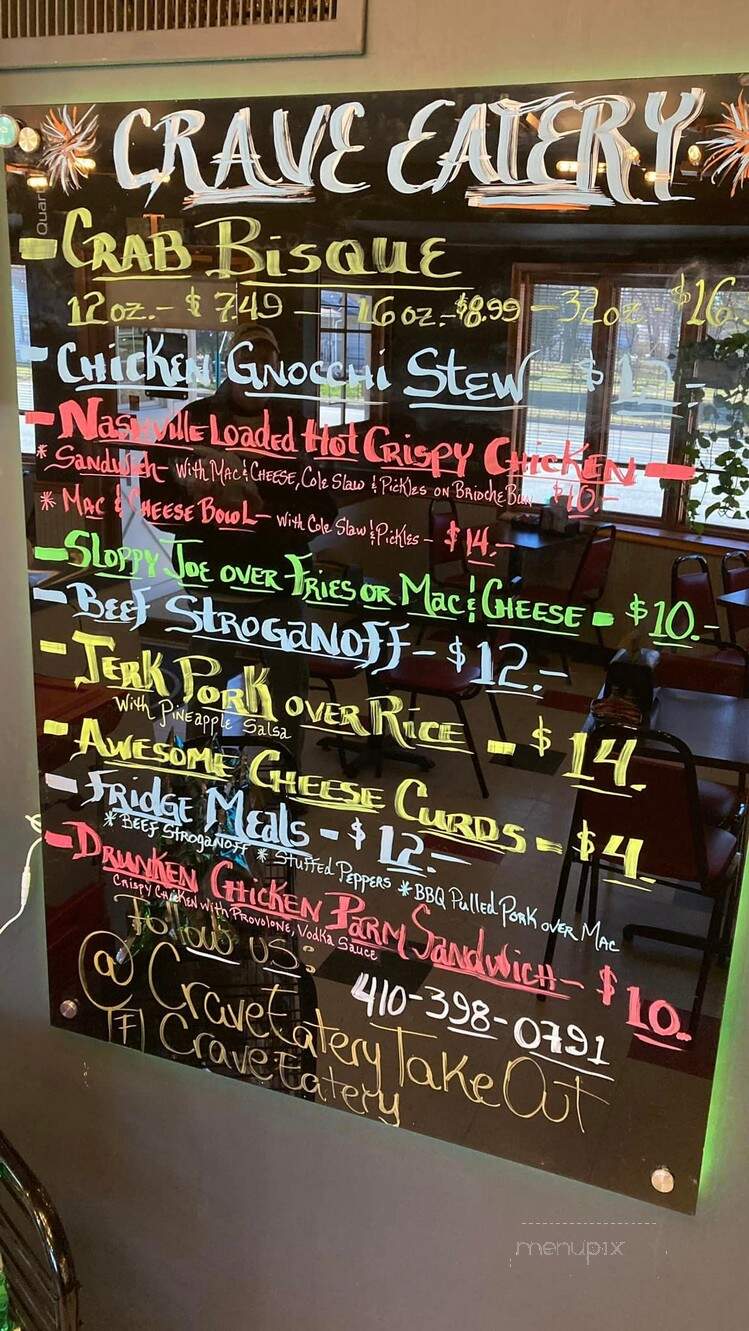 Crave Eatery Take Out - Elkton, MD menu_pic