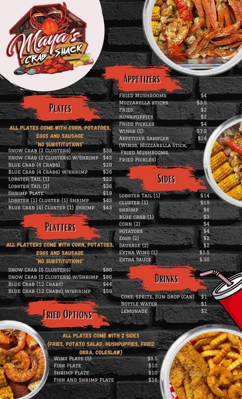 Maya's Crab Shack - Riegelwood, NC menu_pic