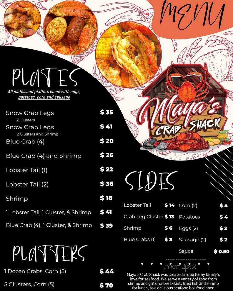 Maya's Crab Shack - Riegelwood, NC menu_pic