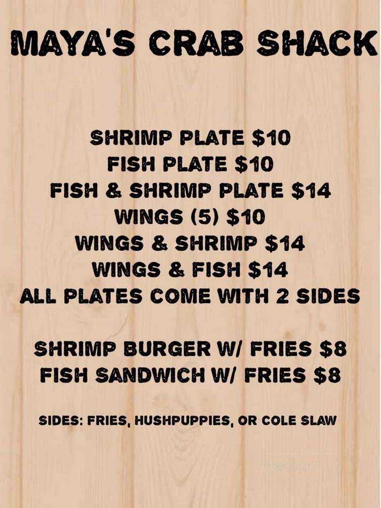 Maya's Crab Shack - Riegelwood, NC menu_pic