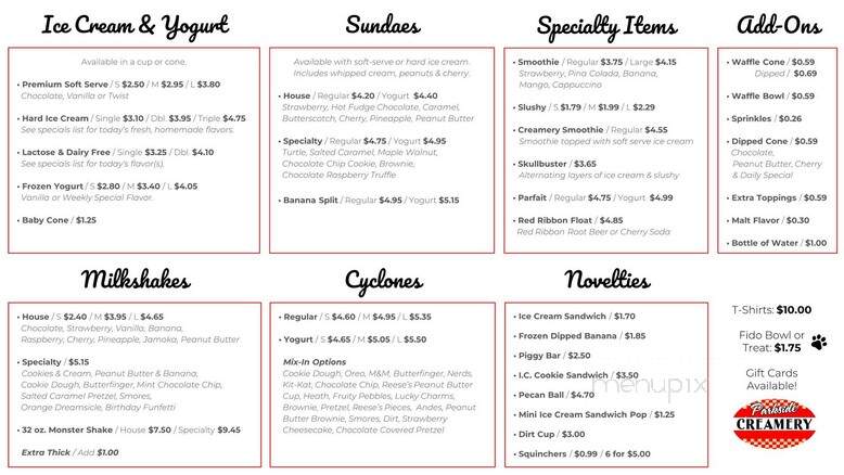 Parkside Creamery - Trafford, PA menu_pic