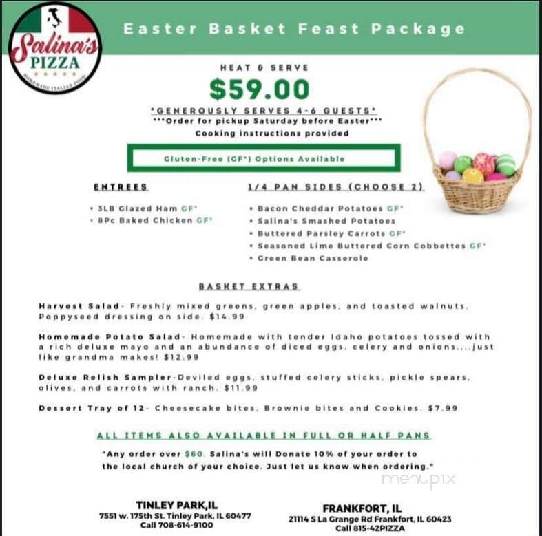 Salina's Pasta & Pizza - Frankfort, IL menu_pic