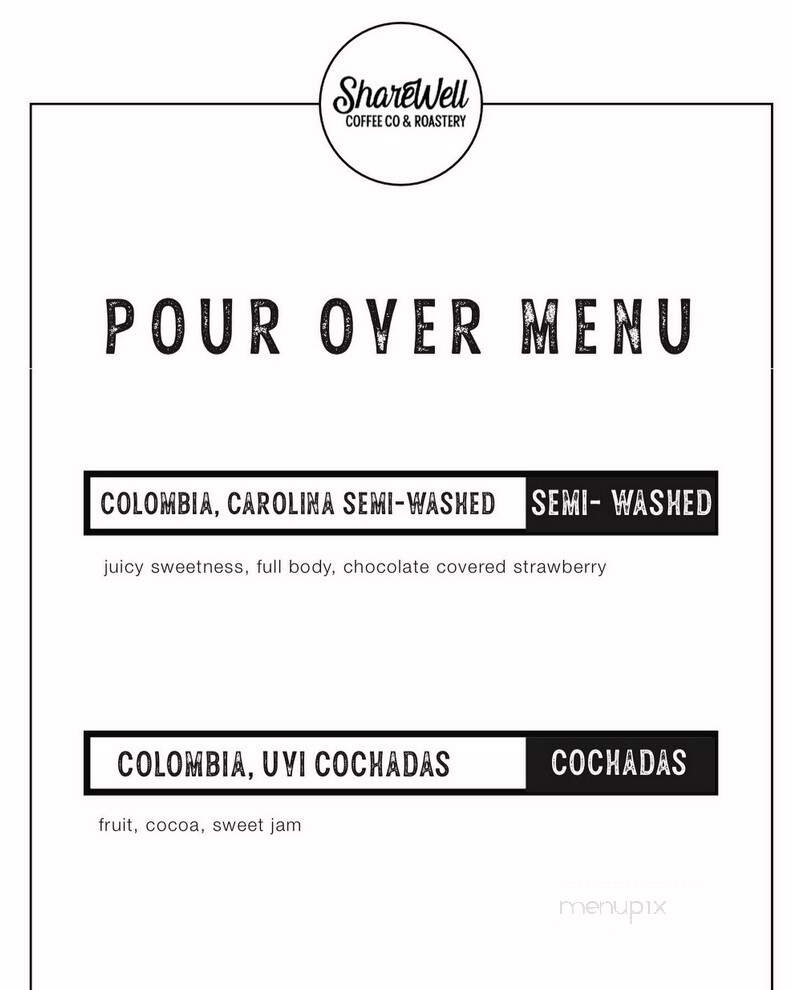 ShareWell Coffee Co. & Roastery - Hendersonville, NC menu_pic