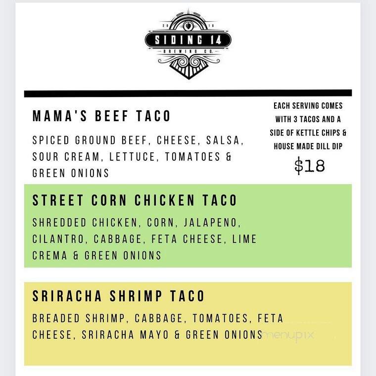 Siding 14 Brewing - Ponoka, AB menu_pic