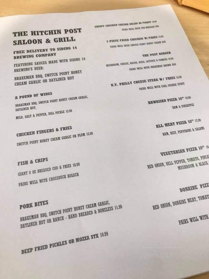 Siding 14 Brewing - Ponoka, AB menu_pic